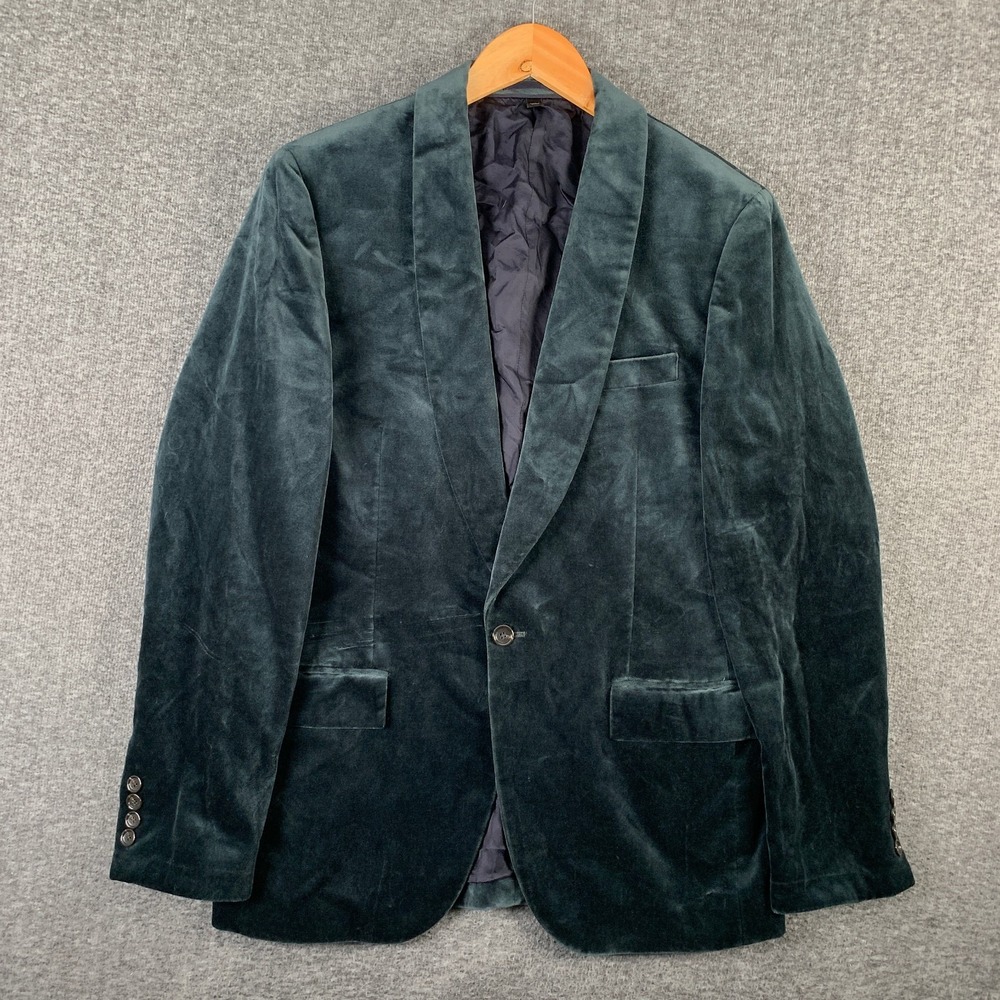 J Crew Ludlow Tuxedo Jacket Men 40R Green Evening After Party Velvet Blazer